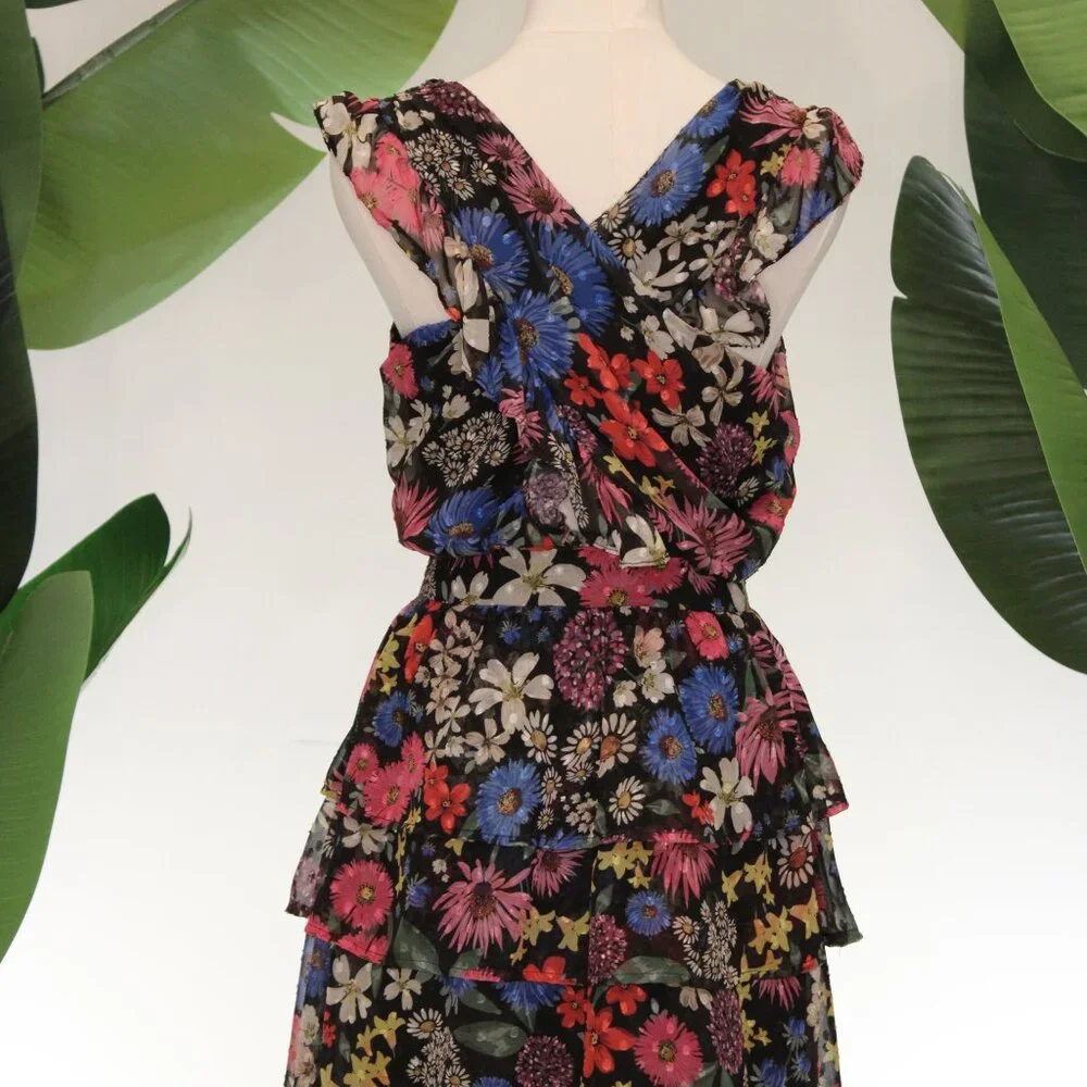 Slate & Willow, Black Floral Halter Mini Dress Size M - Picture 6 of 9